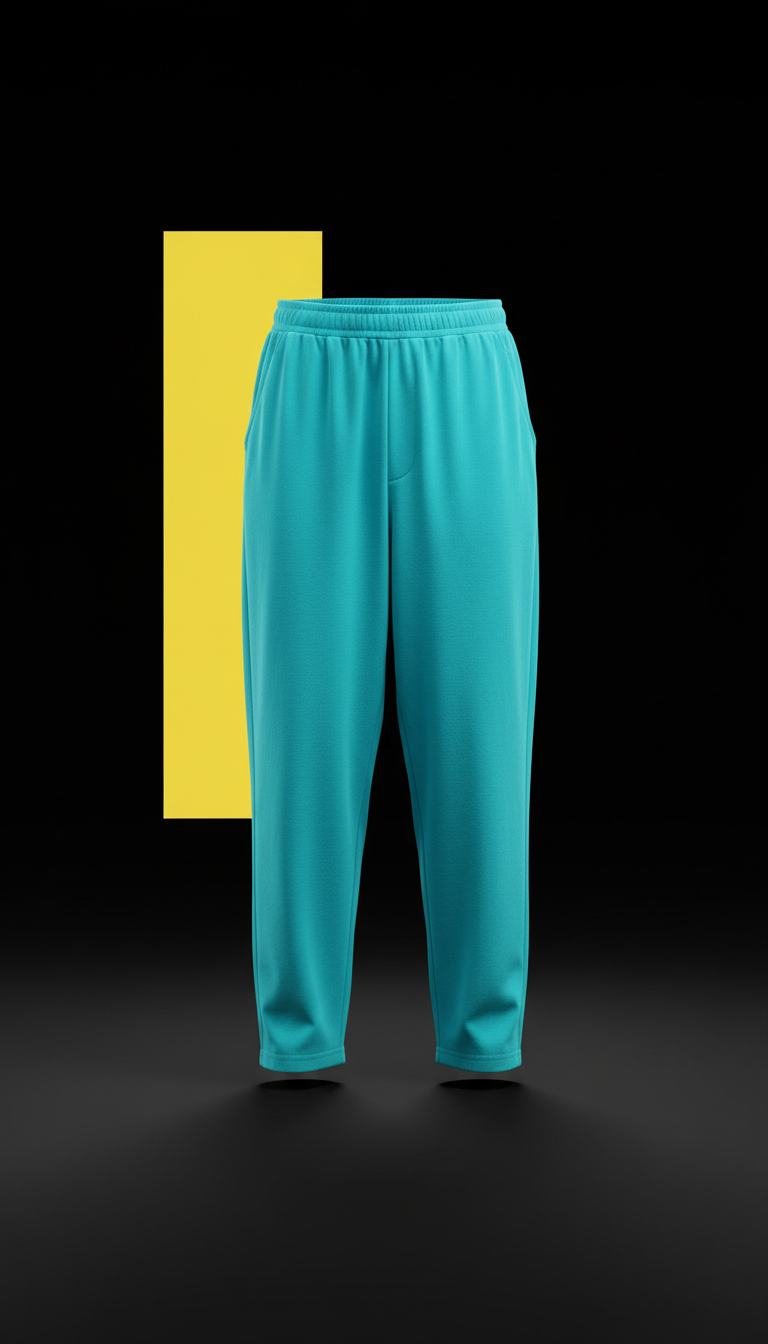 Vivid Cyan Relaxed-Fit Pants