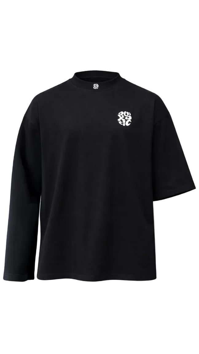 Patented Asymmetrical Sleeve Black Tee