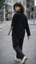Patented Asymmetrical Sleeve Black Tee